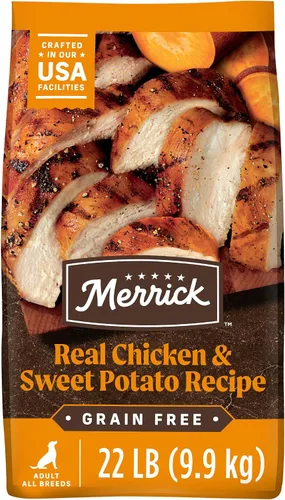 Vista 14 de Merrick - Alimento seco para perros, receta de pollo real y batata libre de granos, 4 libras, en bolsa