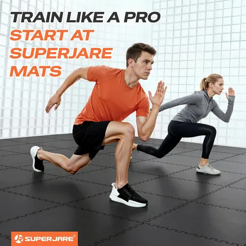 Vista 3 de SUPERJARE 6 alfombrillas de goma de 0.56 pulgadas de grosor, 24 pies cuadrados, alfombrillas de espuma EVA de alta densidad con parte superior
