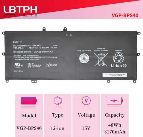 Vista 2 de VGP-BPS40 Batería para Sony VAIO Flip SVF 14A 15A SVF14N SVF14N11CXB SVF14NA1UL SVF15N17CXB SVF15N18PXB SVF15N23CGS SVF15N27CGB SVF15N27CGB