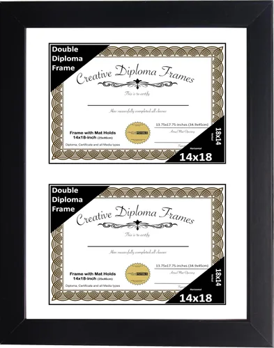 Vista 31 de Creative Picture Frames Marco de diploma doble clásico negro de 6 x 8 pulgadas con vidrio negro y colgador de pared instalado