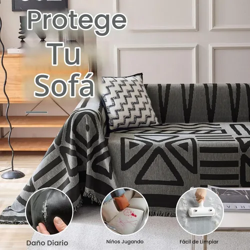 Vista 6 de VClife Funda antideslizante de felpilla con patrón tribal azteca para sofá modular, funda bohemia con patrón geométrico geométrico gris oscuro