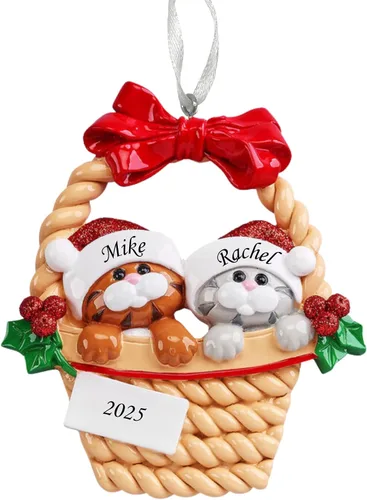 Vista 11 de Adorno de Navidad personalizado para parejas, regalo personalizado para parejas, recién casados, parejas casadas y comprometidas, decoración grabada