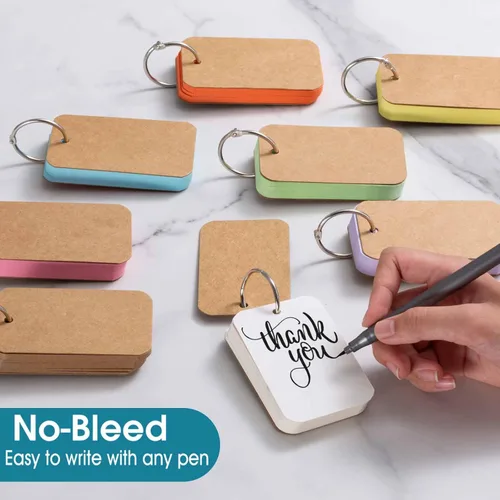 Vista 5 de Primbeeks Paquete de 8 tarjetas de índice multicolor con anillos de encuadernación, 320 hojas de tarjetas flash de 2.2 x 3.5 pulgadas, tarjetas