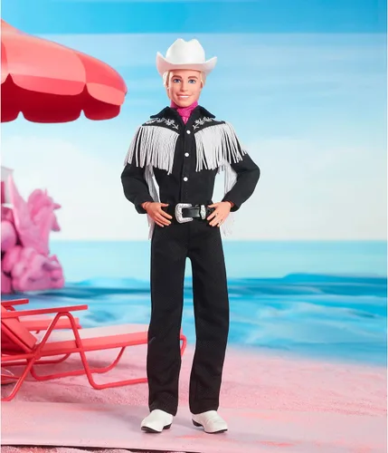 Vista 8 de Barbie Muñeca Ken coleccionable de la película con traje occidental blanco y negro (exclusiva)