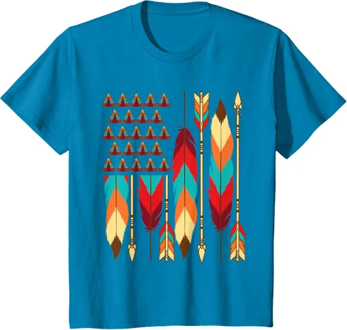 Vista 53 de Native American Bandera - Camiseta de veteranos indígenas del Mes del Orgullo, Negro, S