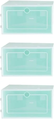 Vista 10 de Cabilock 6 cajas apilables para zapatos para almacenamiento de zapatillas, contenedor de plástico grueso para zapatos, tapa transparente, organiza