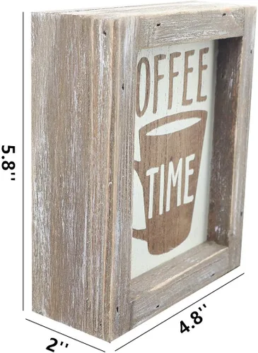 Vista 6 de Parisloft Coffe Time - Letrero de madera rústica de granero para cocina, letrero de café de madera rústica para cafetería, decoración de cocina