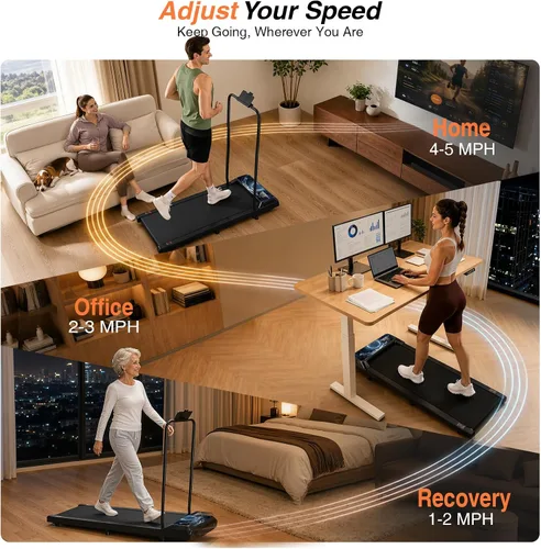 Vista 2 de Walking Treadmill Pad with Adjustable 8% Incline and Handle Bar for Home Walking Treadmill Pad