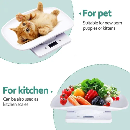 Vista 2 de Báscula digital para mascotas con pantalla LCD electrónica para animales pequeños, báscula de alimentos de cocina, mini báscula de equilibrio