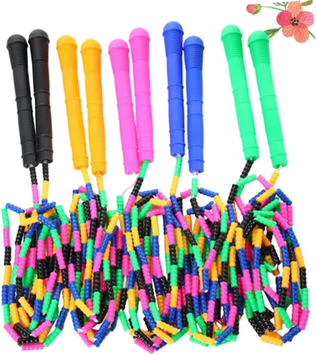 Vista 7 de NOLITOY 5 piezas de cuerda de saltar Slub diseño ejercicio cuerdas para niños estudiantes ligero entrenamiento fitness colores a granel