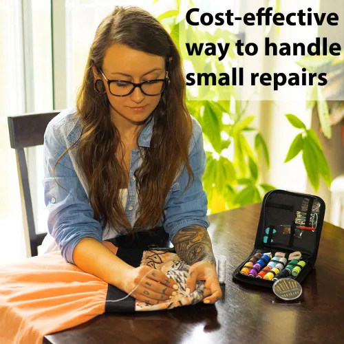 Vista 8 de VelloStar Paquete de kits de costura portátiles pequeños y grandes: todos los suministros de costura esenciales y accesorios para reparaciones