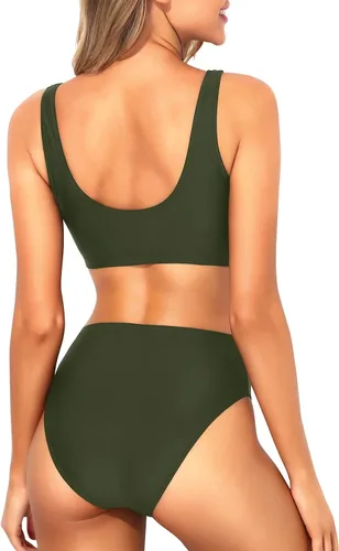 Vista 2 de Tempt Me - Traje de baño deportivo de dos piezas con cuello redondo y tiro