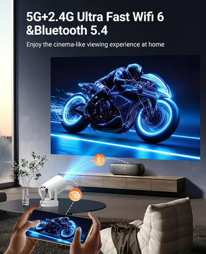 Vista 5 de Mini proyector, soporte 4K 1080P proyector portátil con enfoque eléctrico