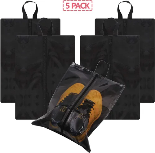 Vista 8 de Juego de 5 bolsas transparentes grandes para viajes, bolsas transparentes para zapatos para hombres y mujeres, bolsa de almacenamiento