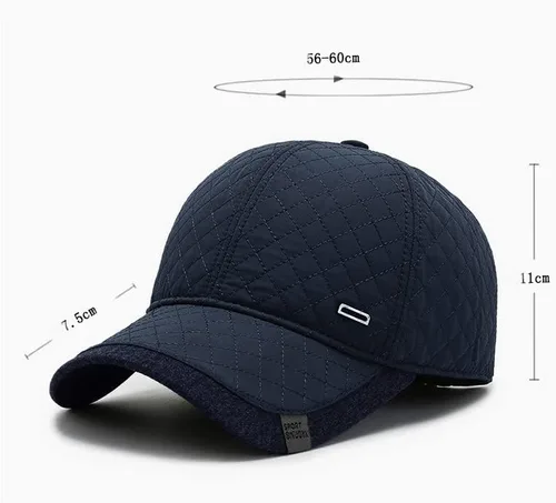 Vista 8 de FASHIXD Gorra de béisbol de invierno para hombre, sombreros de invierno con orejeras, gorras ajustables para clima frío