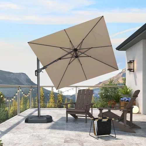 Vista 88 de PURPLE LEAF Sombrilla de patio de 8 pies para exteriores, sombrilla voladiza cuadrada de aluminio con rotación de 360 grados para jardín, terraza