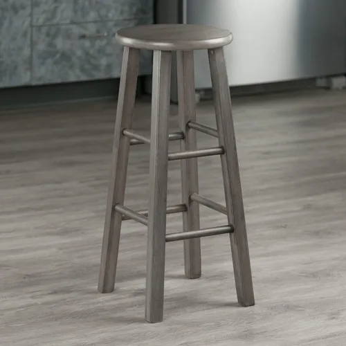 Vista 2 de Winsome Ivy Taburete de bar de patas cuadradas, gris rústico, 29 pulgadas Gris (rustic gray)