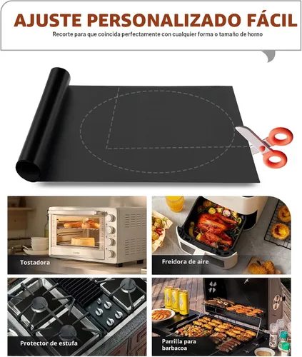 Vista 5 de Revestimientos para horno para la parte inferior del horno - Paquete de 2 alfombrillas grandes de servicio pesado para horno, 17" x 25