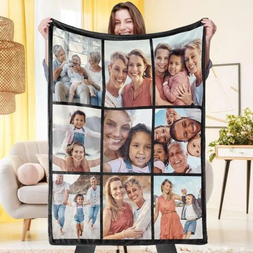 Vista 18 de VEELU Manta personalizada con imagen, mantas de fotos personalizadas con imagen, manta para el día de la madre para mamá papá, regalos