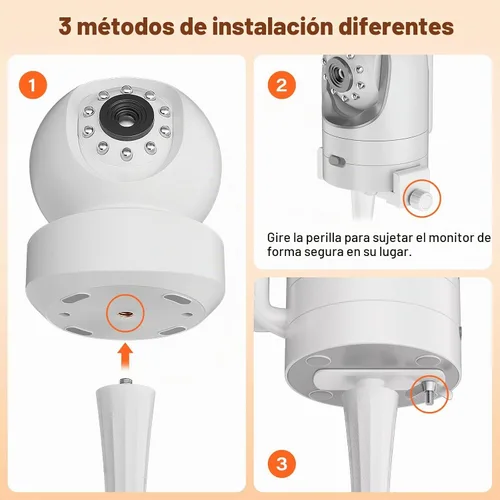 Vista 3 de A2C Soporte universal para monitor de bebé compatible con óptica infantil DXR 8 y DXR-8 Pro y la mayoría de los demás monitores de bebé, cunas