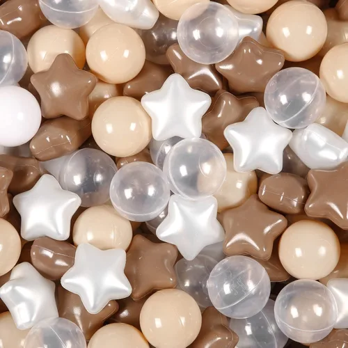Vista 12 de Pelotas de Corral de Bolas Realhaha 50 100 200 500, Formas de Estrella para Bebés Niños Parque Infantil Bolas de Plástico para Bebés Piscina