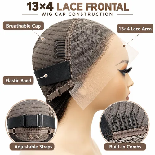 Vista 7 de 99J - Peluca de cabello humano ondulado con encaje frontal HD de 13 x 4 99J Borgoña