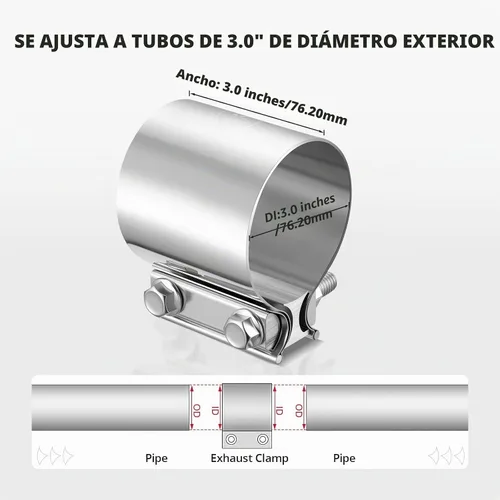 Vista 2 de EVIL ENERGY - Abrazadera para manguito de escape de acero inoxidable.