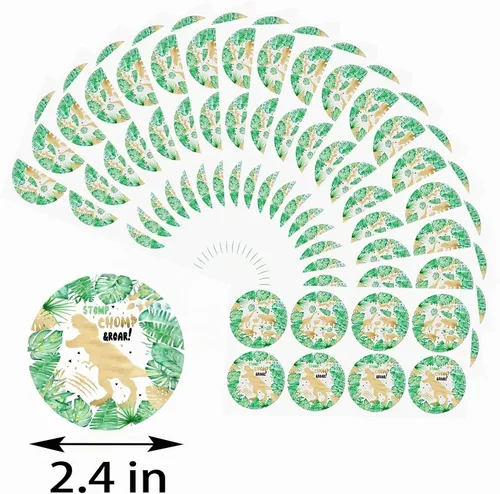 Vista 6 de HaPiBiDesign 24 bolsas de regalo de dinosaurio dorado con calcomanías, bolsas de caramelos de dinosaurio, bolsas de regalo para suministros