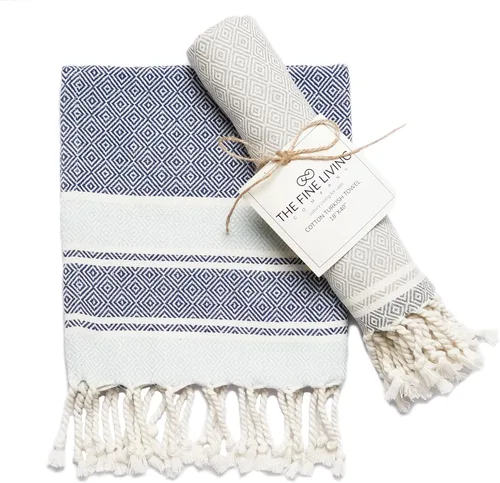 Vista 11 de The Fine Living Co. - Juego de 2 toallas de mano turcas, 100% algodón, toallas de mano decorativas para cocina y baño, para baño, invitados, cara