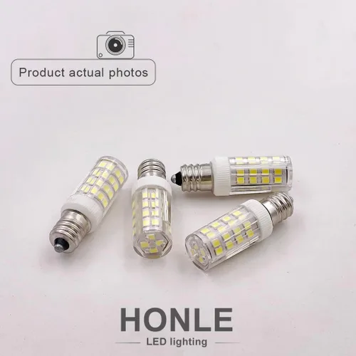 Vista 4 de Bombillas LED E12 equivalente a 3 W, bombilla halógena de 30 W, luz blanca diurna 6000 K, T3 T4, rosca Edison, base de vela, mini no regulable
