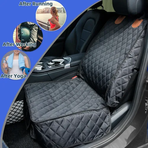 Vista 9 de PETICON - Paquete de 2 fundas para asiento delantero de automóvil para mascotas, funda de asiento de silla capitán Waterproof Pet Seat Protector