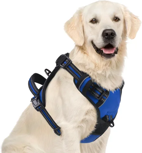 Vista 30 de PUPTECK Arnés táctico sin tirones para perro, tamaño mediano, arnés reflectante ajustable con asa para perro, de fácil control, cómodo y suave