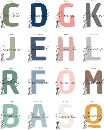 Vista 7 de Juego de arte de pared personalizado de safari para guardería, impresiones de animales de la selva con nombre personalizado, imágenes de decoración