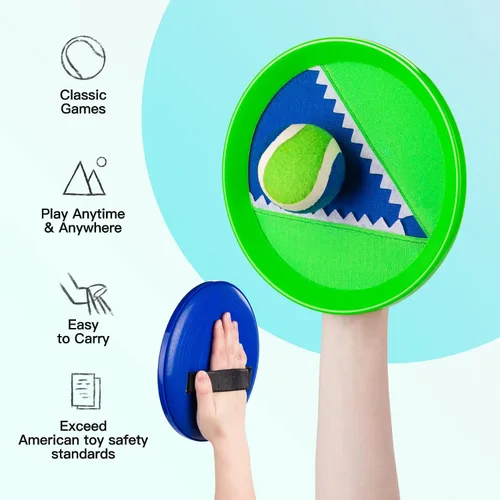 Vista 3 de EVERICH - Juego de pelota de lanzamiento y captura mejorado, juegos para interiores y exteriores para niños de 3 a 12 años, juguete de agua