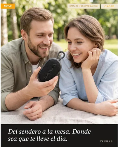 Vista 10 de TREBLAB HD-Go - Ultra Portable Hand Held Speaker with Clip, 16H Playtime Potencia de 7 W con graves, IPX7 impermeable, micrófono integrado, compacto