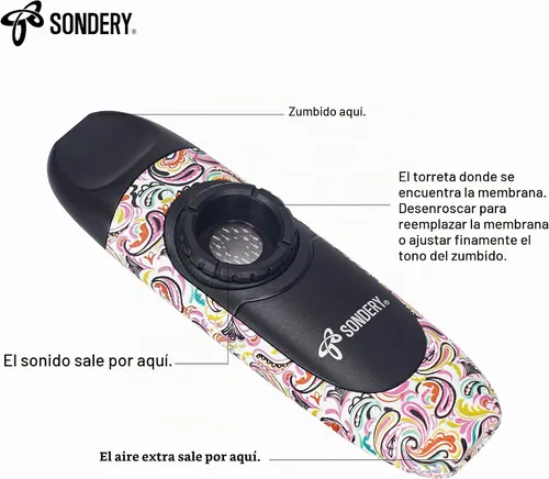 Vista 3 de Sondery Professional Kazoo Wind Instrument with 5 Membranes and Lanyard SK1