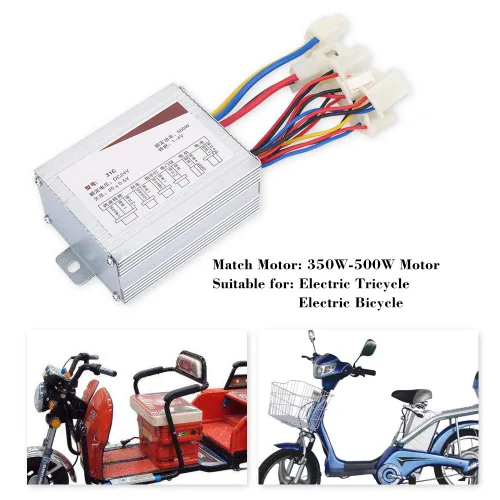 Vista 2 de Controlador de motor 24v 500w controlador de velocidad de motor cepillado Conector de batería Caja de control de motor de cepillo de aleación