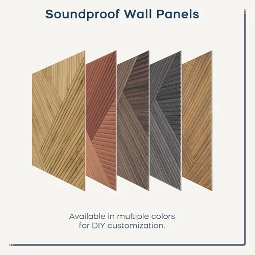 Vista 7 de BUBOS Paquete de 6 paneles de pared de madera acústica, paneles absorbentes de sonido de 23.6 x 23.6 pulgadas con respaldo adhesivo completo