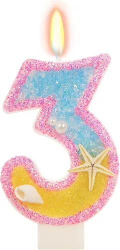 Vista 55 de Vela número 1 de estrella de mar de playa para decoración de pastel Plata