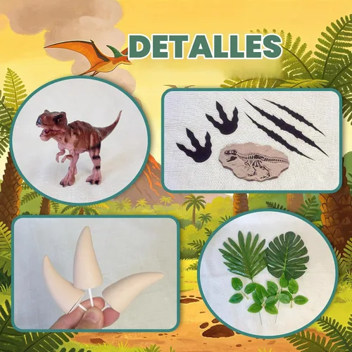 Vista 3 de Decoración para tartas de dinosaurio, garras de dinosaurio de arcilla y marcas de rascar, decoraciones para pasteles para temática de dinosaurios