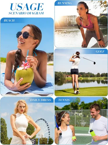 Vista 7 de 20 sombreros con visera para el sol, para mujeres, deportes, playa, golf, PVC, visera, visera, de color, retro, para mujeres, hombres, fiesta al