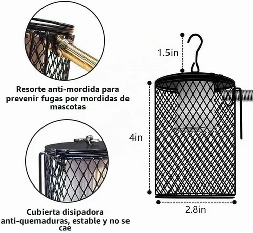 Vista 3 de Lámpara de calor para pájaros, protector protector de calentador de reptiles, cubierta de pantalla de jaula de malla para varias mascotas, incluidos