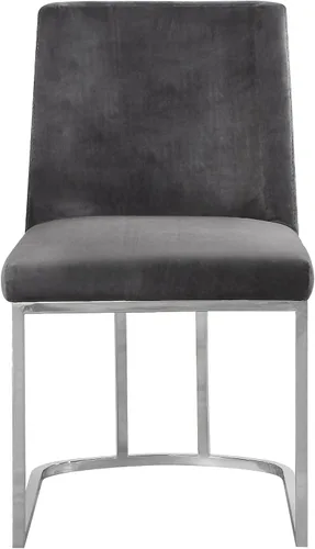 Vista 6 de Meridian Furniture Heidi Collection Modern - Silla de comedor tapizada de terciopelo contemporáneo con marco de metal cromado pulido, juego de 2, 19