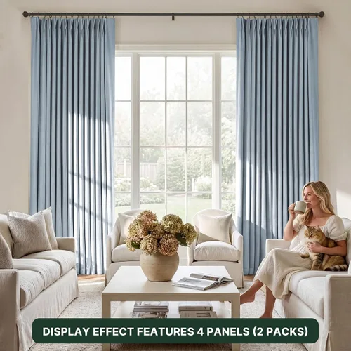 Vista 9 de H.VERSAILTEX Cortinas 100% de opacidad para dormitorio, cortinas plisadas para sala de estar, cortinas opacas con aislamiento térmico entrenadas