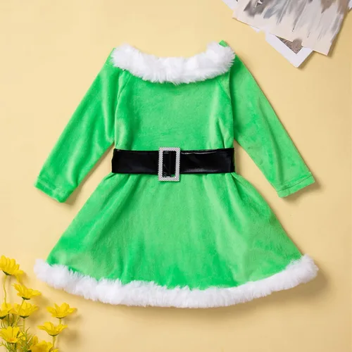 Vista 5 de Traje de fiesta de Navidad para bebés y niñas conjunto de 2 unidades sin espalda línea A vestido de niña