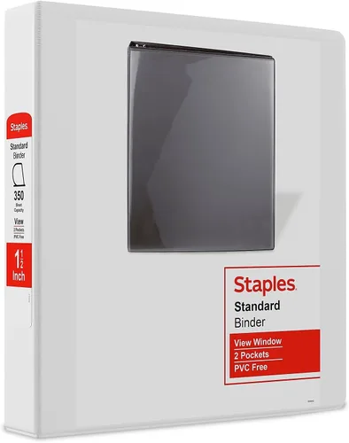 Vista 10 de Staples Carpeta de 3 anillas, anillo en D de 1 pulgada, negro, organizador compacto para el hogar, la oficina y la escuela, con capacidad para hasta