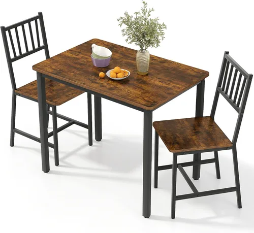 Vista 12 de Rovibek Juego de mesa de comedor para 4 personas con 2 bancos, juego de mesa de cocina que ahorra espacio para cocina y comedor, color negro