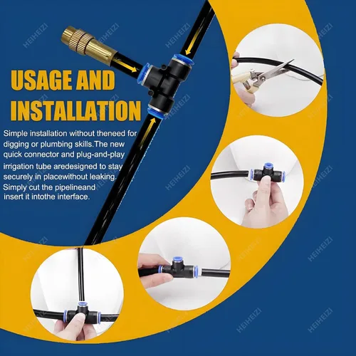 Vista 5 de New Quick Connector Drip Irrigation Kits,Automatic Irrigation System with 360-degree Bending Dropper,Adjustable atomizing Copper Nozzle for Watering