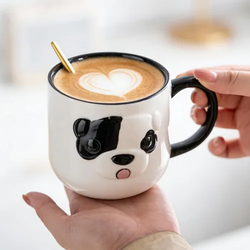 Vista 3 de Juego de 2 tazas de café de cerámica de 12 onzas para mujeres y hombres