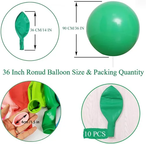 Vista 2 de IN-JOOYAA Globos redondos grandes de 36 pulgadas, paquete de 5 globos de látex gigantes de color rosa intenso para decoraciones de fiestas